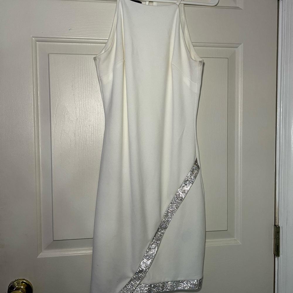 Elegant White Dress with Silver Accents